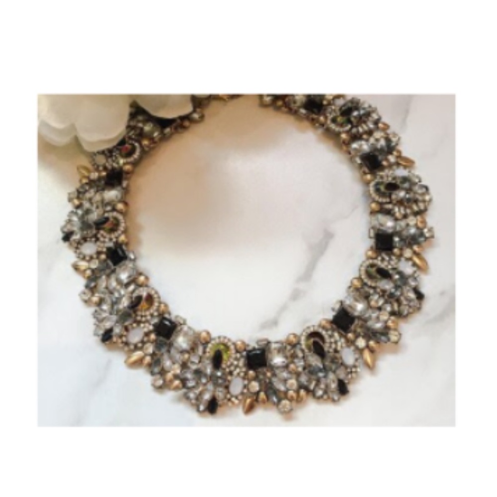 Black and Gold Necklace and Earrings Set